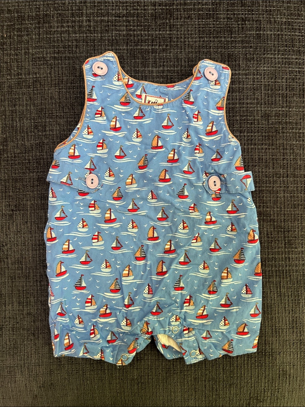 Blue Sailboat Print Baby One-Piece Romper